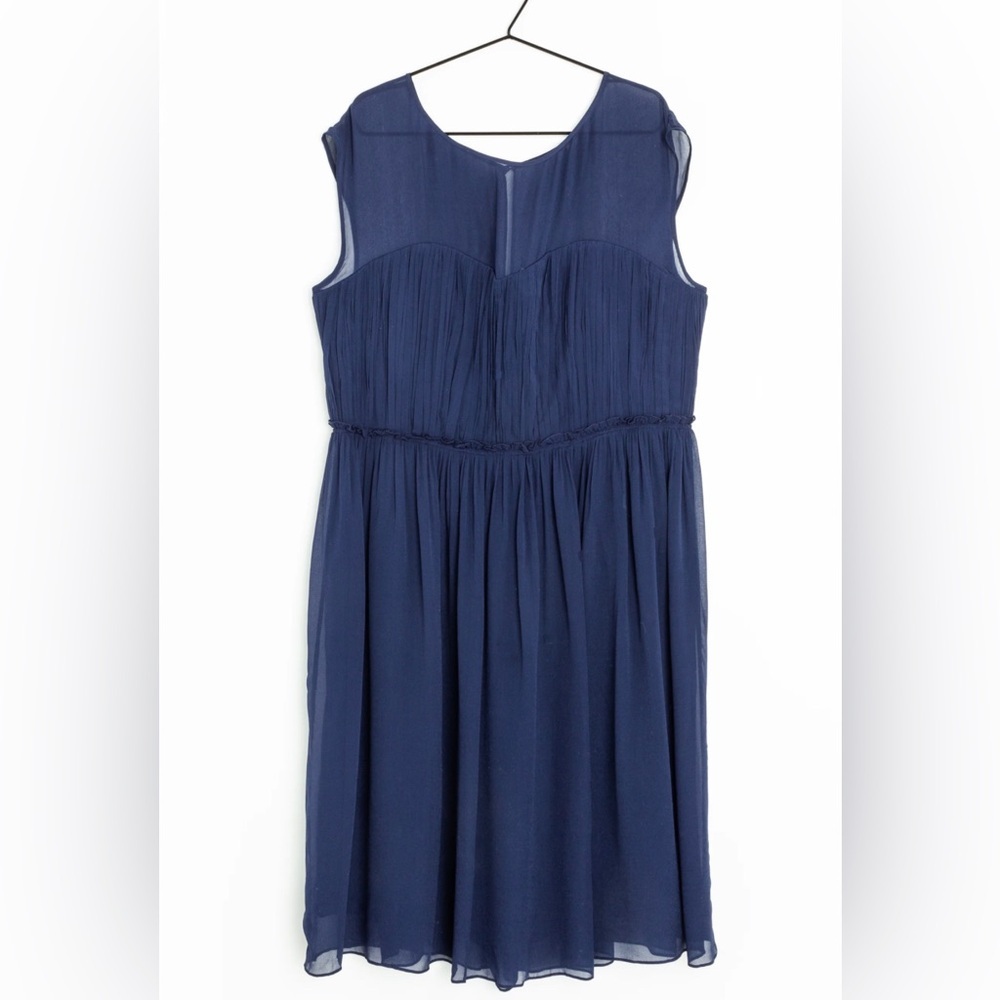 Boden Navy Blue Chiffon Sleeveless Wedding Guest Dress